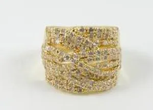 Fine Elegant Design CZ Yellow Gold Tone Brass Ring