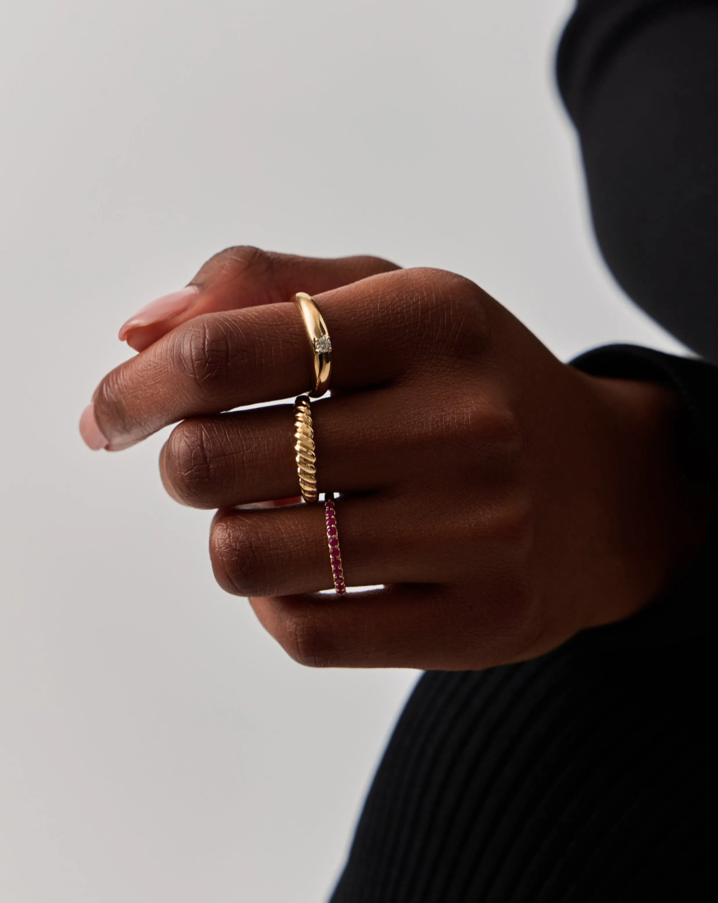 Fine Half Eternity Ruby Ring | 14k Solid Gold/Ruby