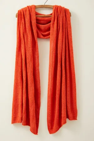 Fine Lambswool Brant Wrap in Burnt Orange