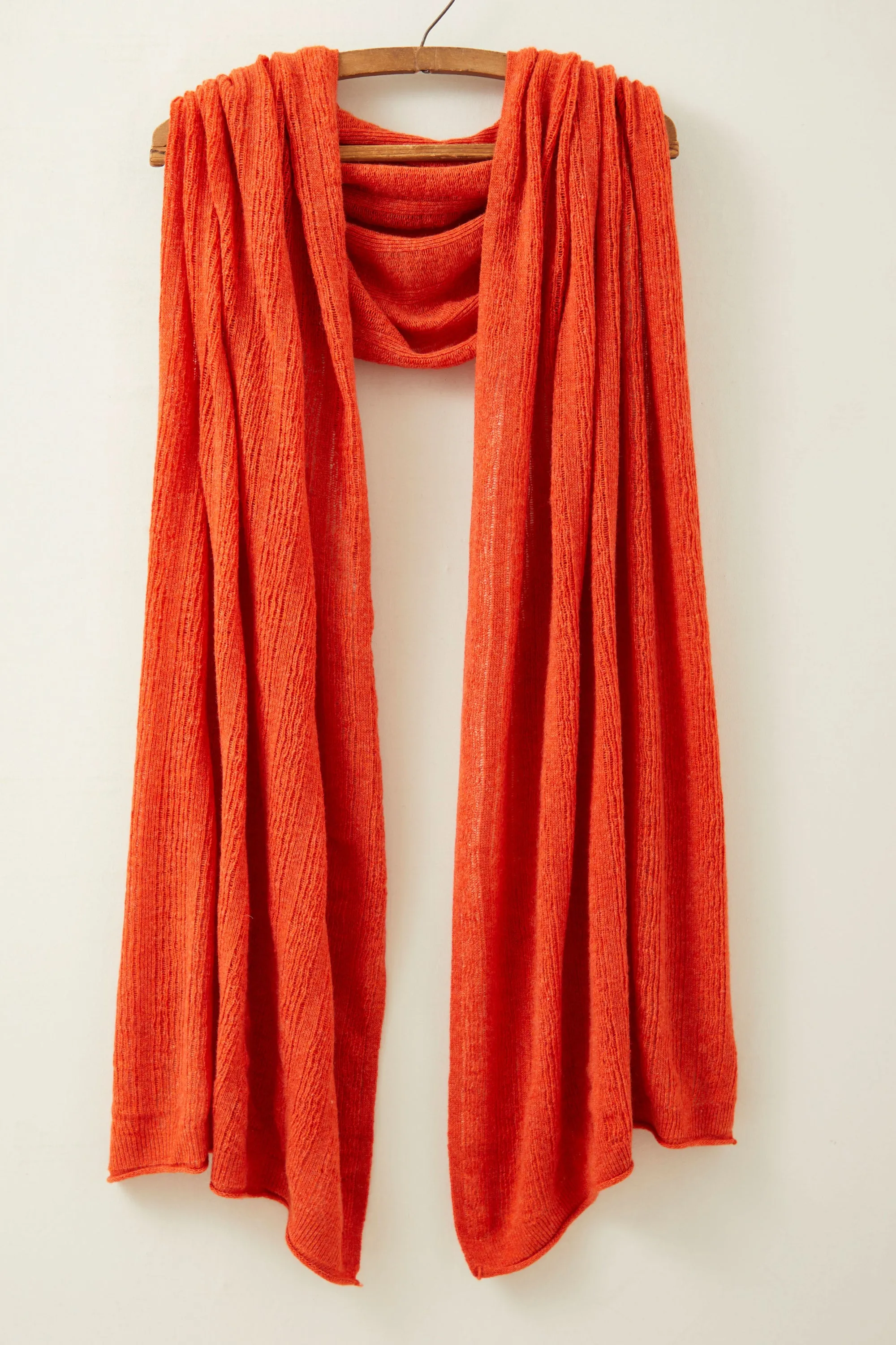 Fine Lambswool Brant Wrap in Burnt Orange