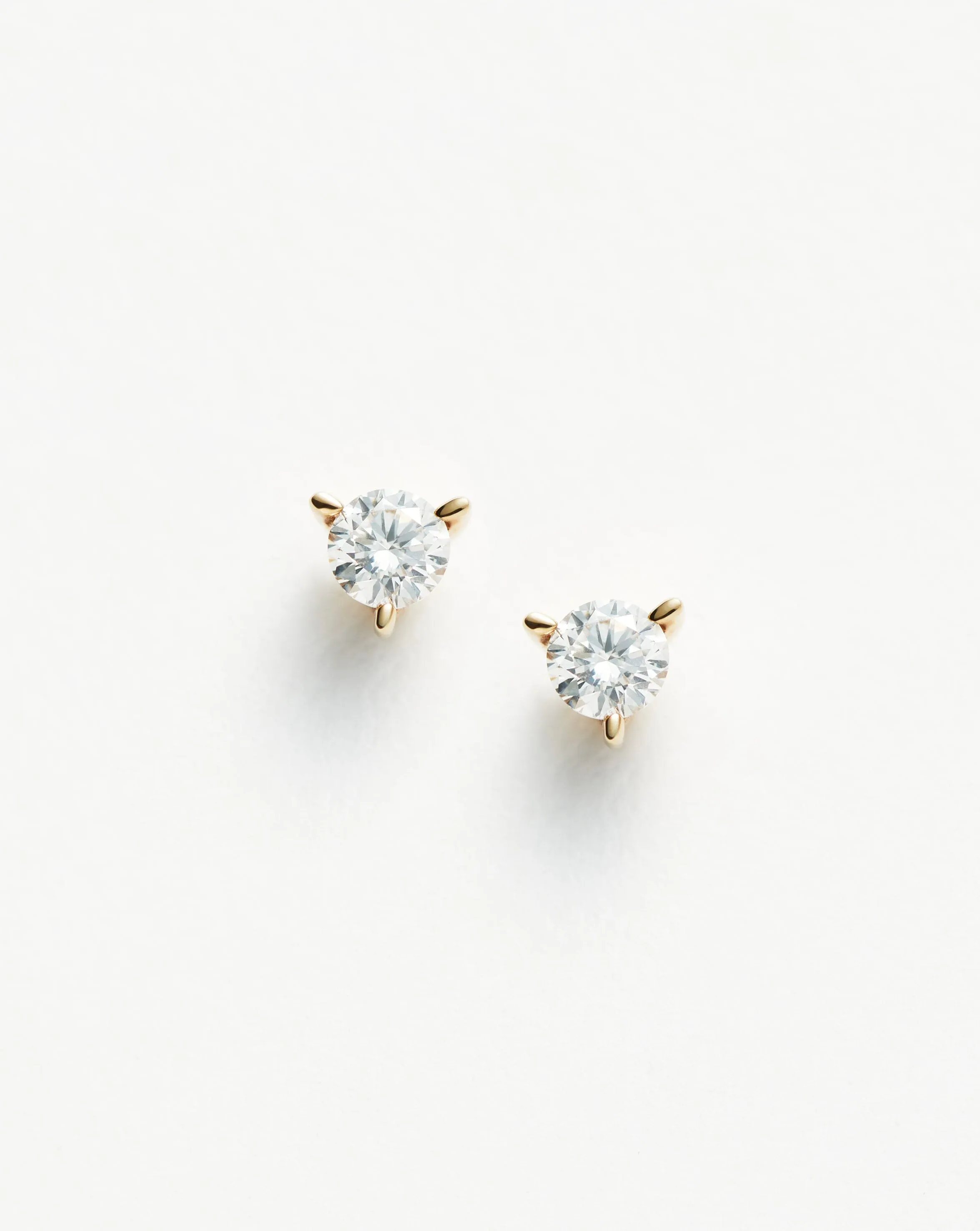 Fine Small Solitaire Diamond Stud Earrings | 14ct Solid Gold