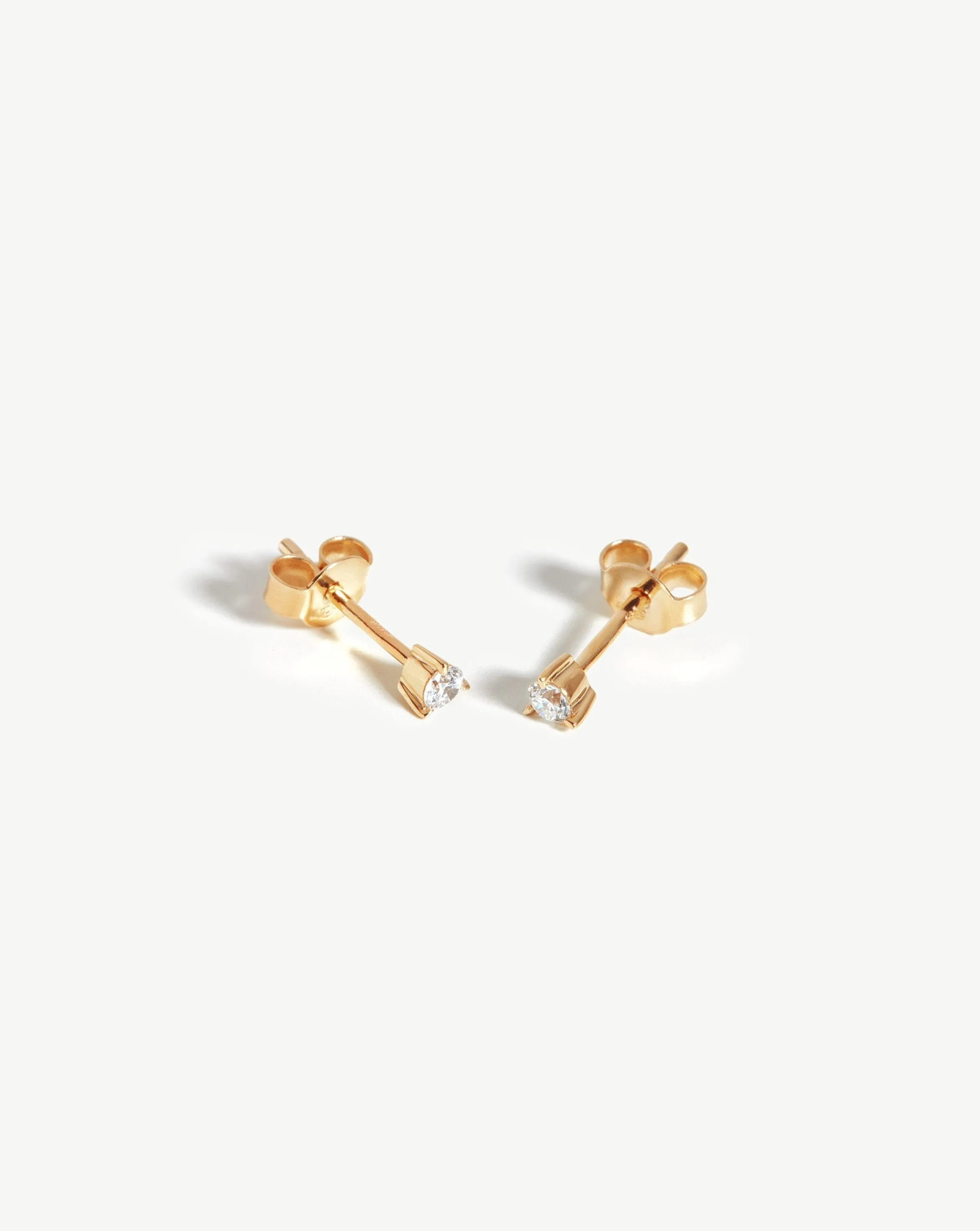 Fine Small Solitaire Diamond Stud Earrings | 14ct Solid Gold