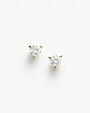 Fine Small Solitaire Diamond Stud Earrings | 14k Solid Gold