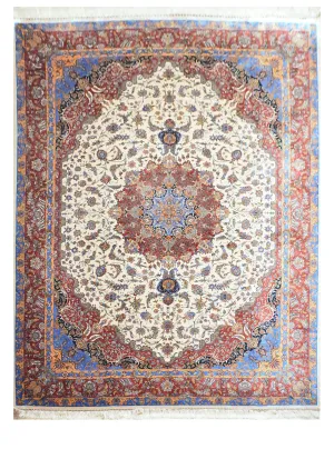 Fine Tabriz 100% Silk Oriental Rug 9' 9" x 13' 1"