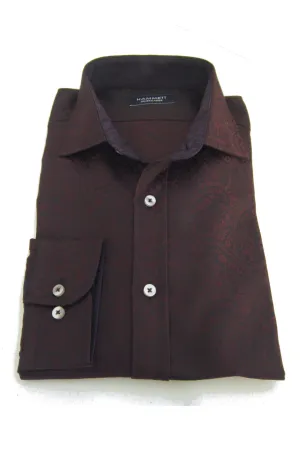 Finest Twill Paisley Pattern Burgundy Men's Shirt