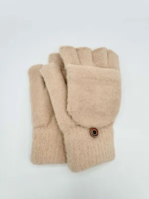 Fingerless Mitten Gloves in Beige