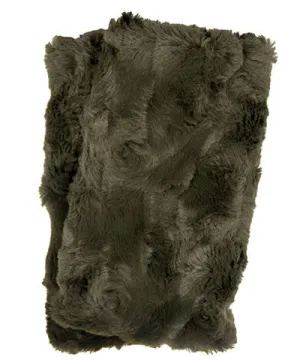 Fingerless / Texting Gloves, Reversible - Cuddly Faux Fur in Army Green