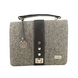 Fiona Handbag - Gray Speckled Herringbone