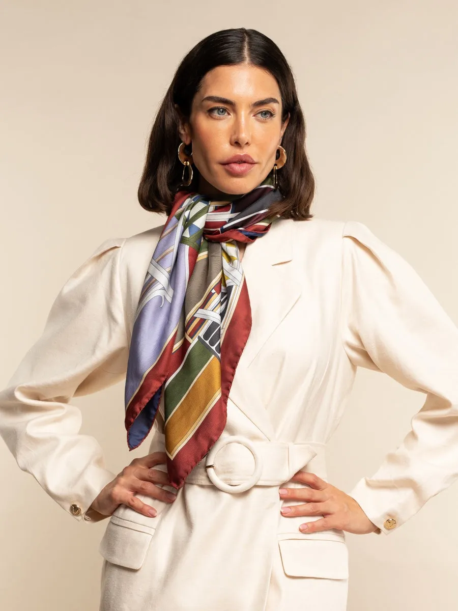 Fiorella (red/blue) - soft and lightweight Italian foulard from pure silk