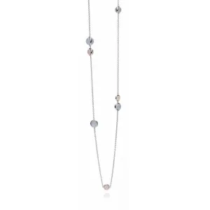 Fiorelli Silver Pale Blue Agate Rose Quartz Station Necklace N3953