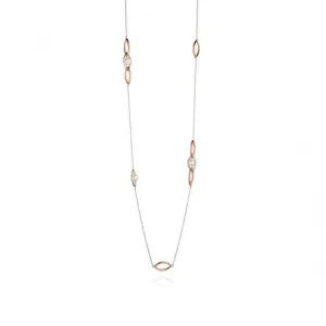 Fiorelli Silver Rose Gold Pearl Marquise Station Necklace N3981W