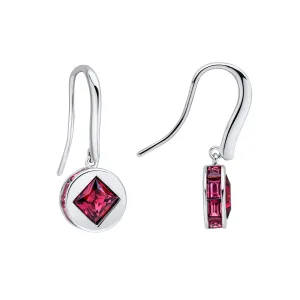 Fiorelli Sterling Silver Fuchsia Crystal Earrings E6459P