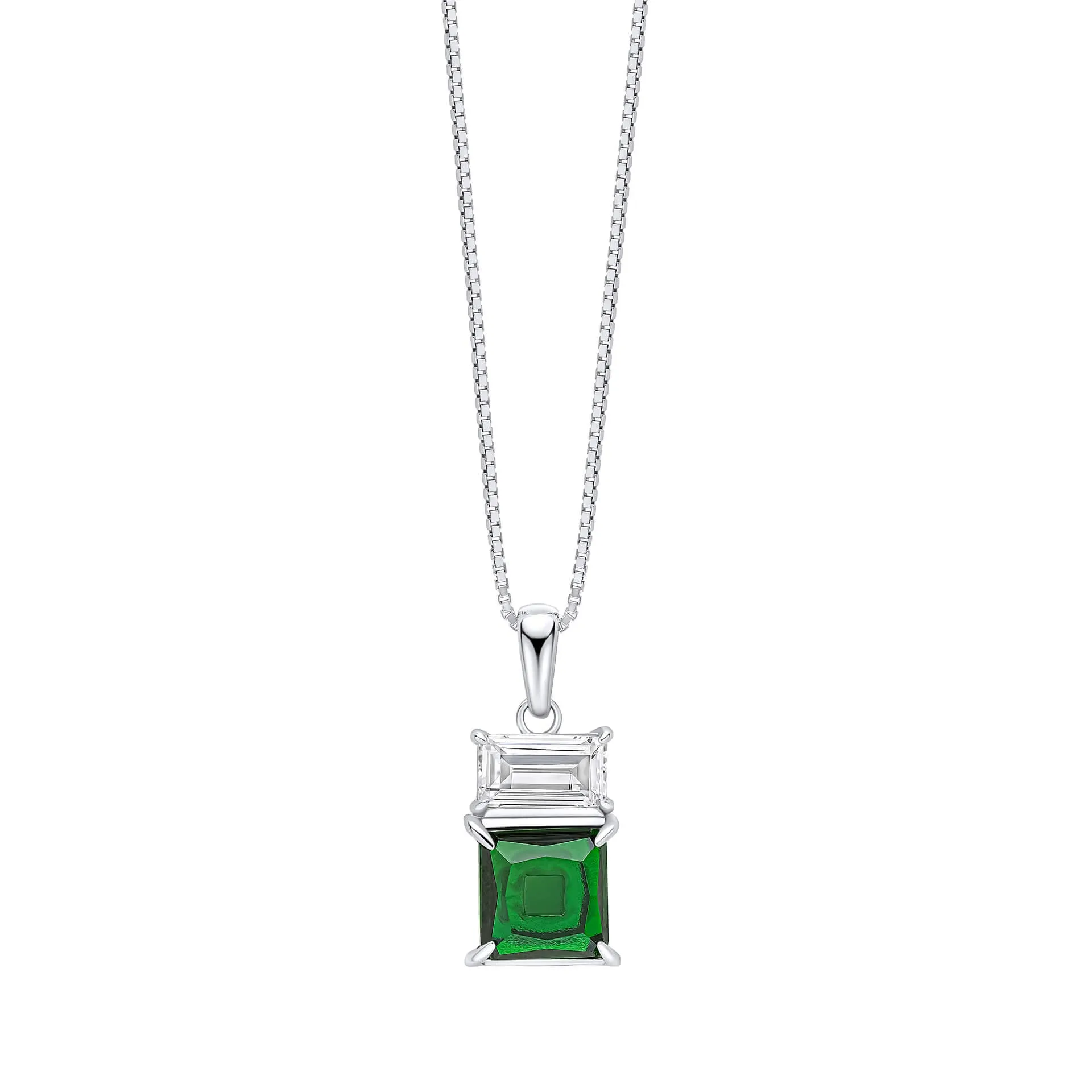 Fiorelli Sterling Silver White Green Cubic Zirconia Pendant P5469