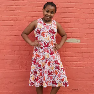 “Fire Borne” Phoenixes Knee-Length Stretchy Sleeveless Play Dress with Pockets