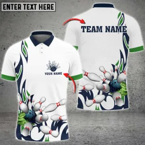 Fire Bowling And Pins Flame Pattern Multicolor Option Customized Name 3D Shirt, Gift for Bowling Lovers