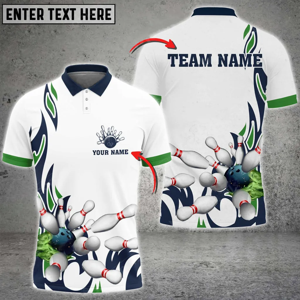 Fire Bowling And Pins Flame Pattern Multicolor Option Customized Name 3D Shirt, Gift for Bowling Lovers