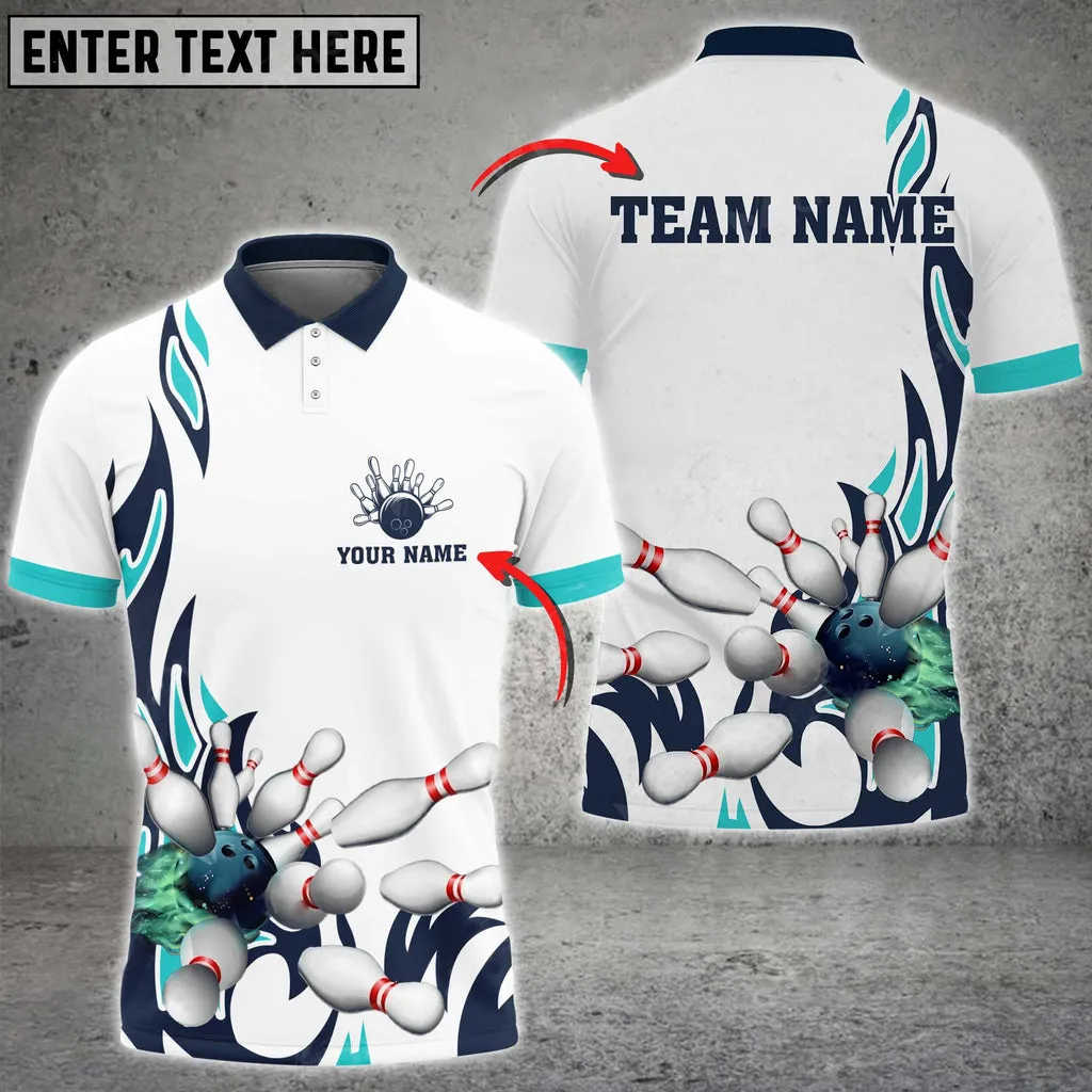 Fire Bowling And Pins Flame Pattern Multicolor Option Customized Name 3D Shirt, Gift for Bowling Lovers