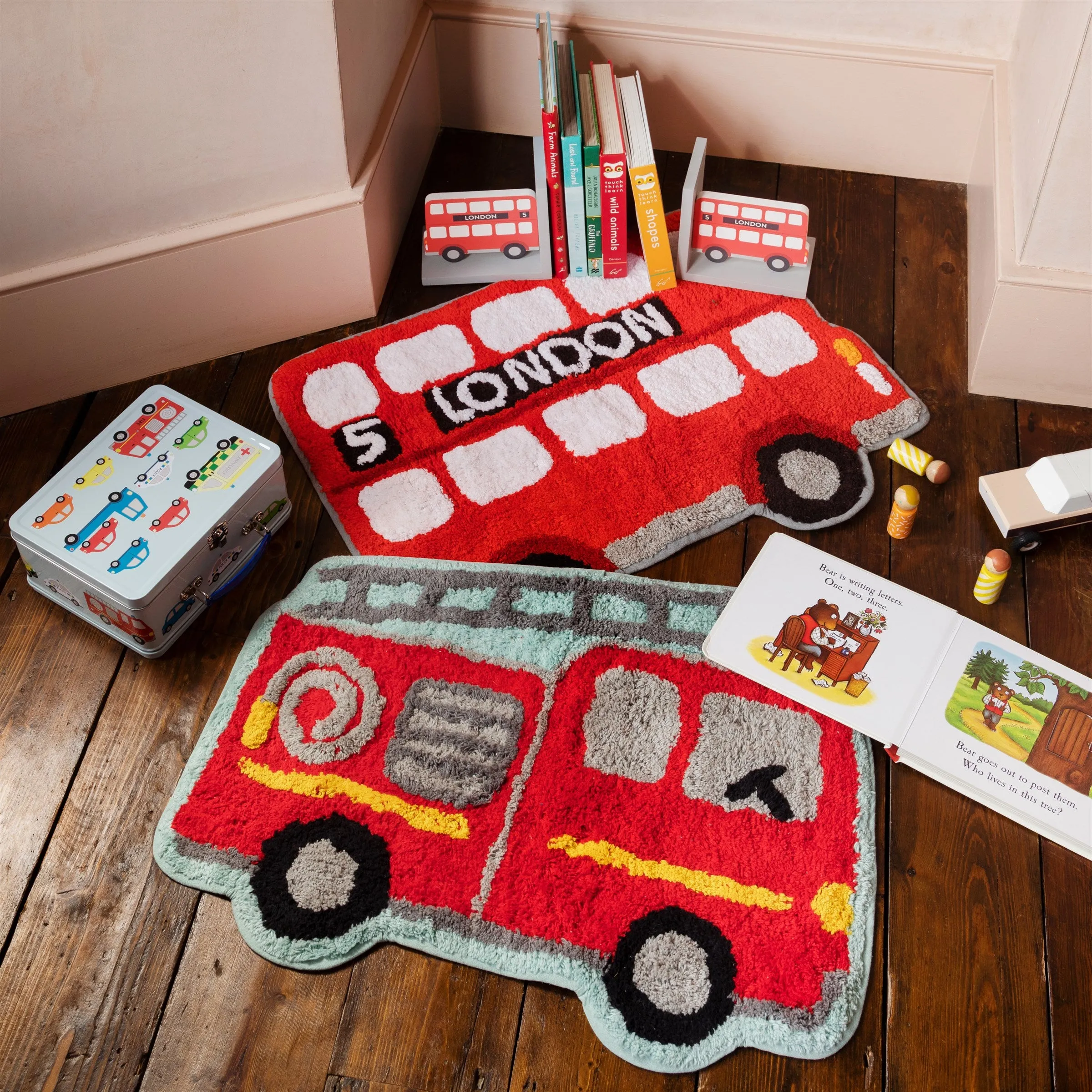 Fire engine kids rug