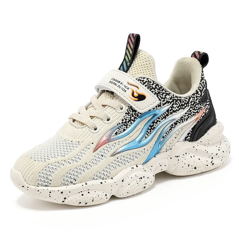 Fire Graphics Soft Soles Mesh Sneakers