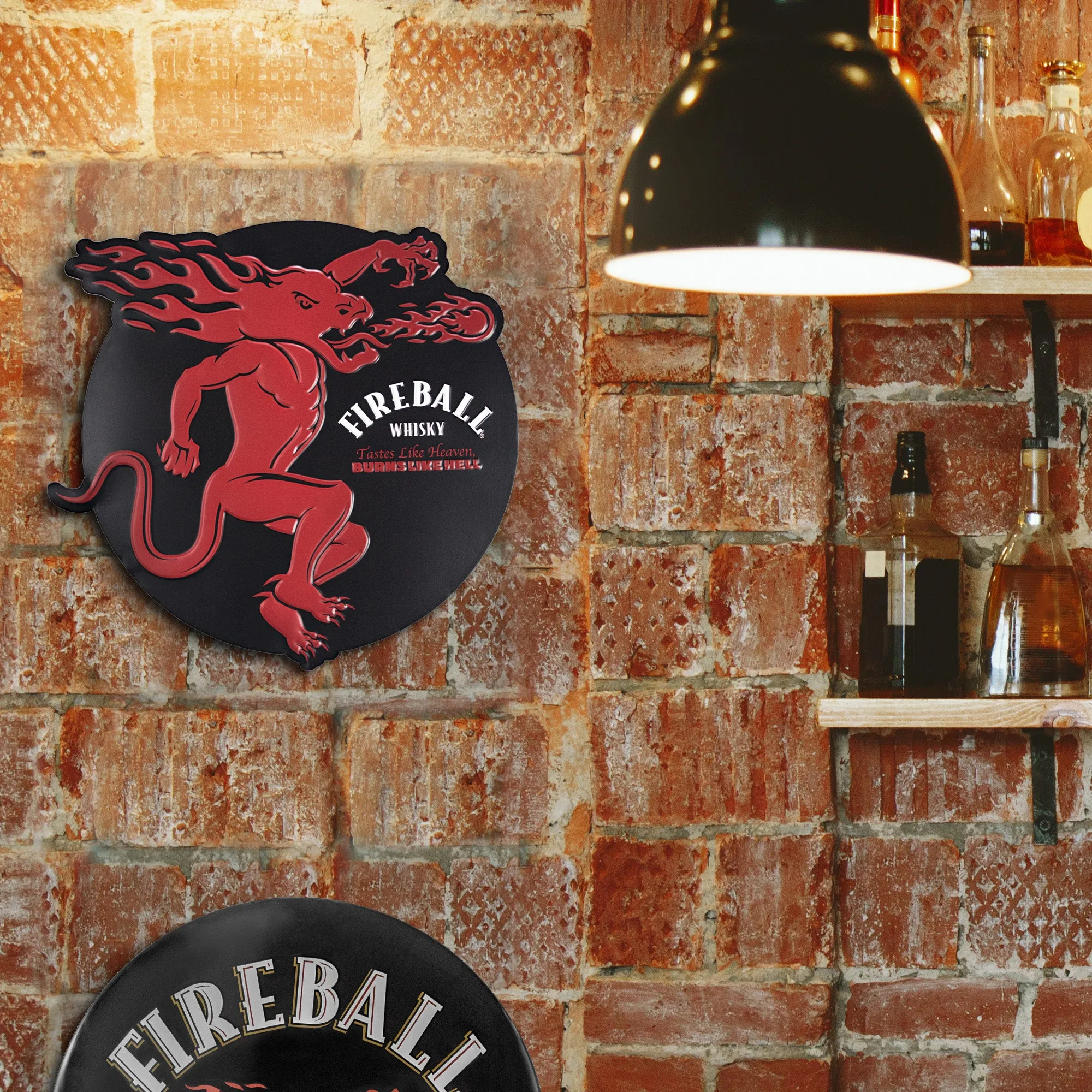 Fireball Whiskey Embossed Metal Sign