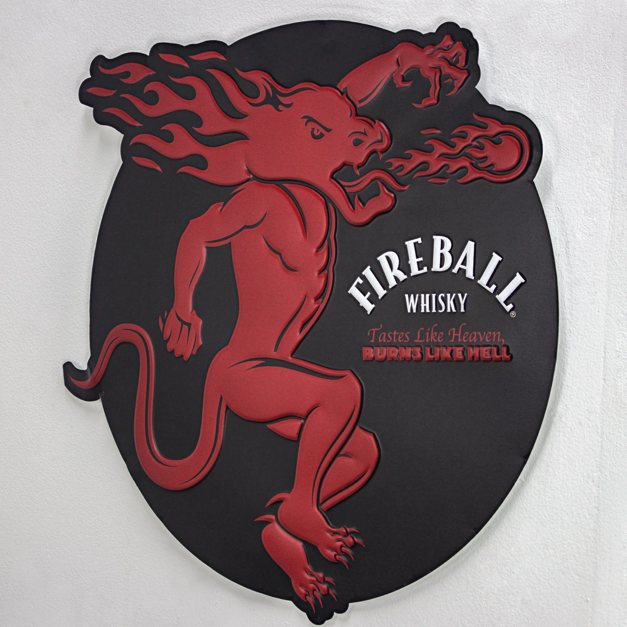 Fireball Whiskey Embossed Metal Sign