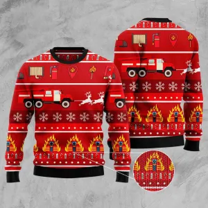 Firefighter Ugly Christmas Sweater, Firefighter Tool Ugly Sweater, Idea Gift for Men Dad