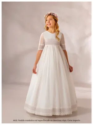 FIRST COMMUNION DRESS MODEL 4610: Romantic First Communion Dress