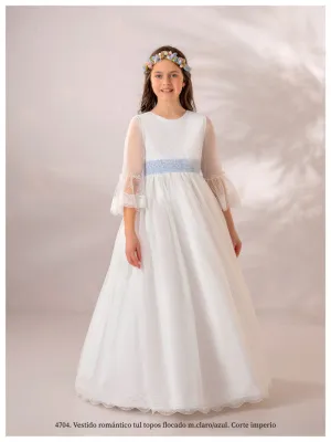 FIRST COMMUNION DRESS MODEL 4704: Romantic First Communion Dress