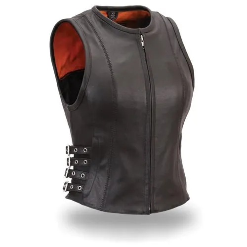 First Manufacturing FIL550CSL Women’s Zip-Up Leather Motorcycle Vest