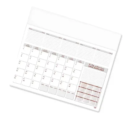 FIS Year Planner 2025 (Arabic/English) Italian PU with Desk Blotter, White