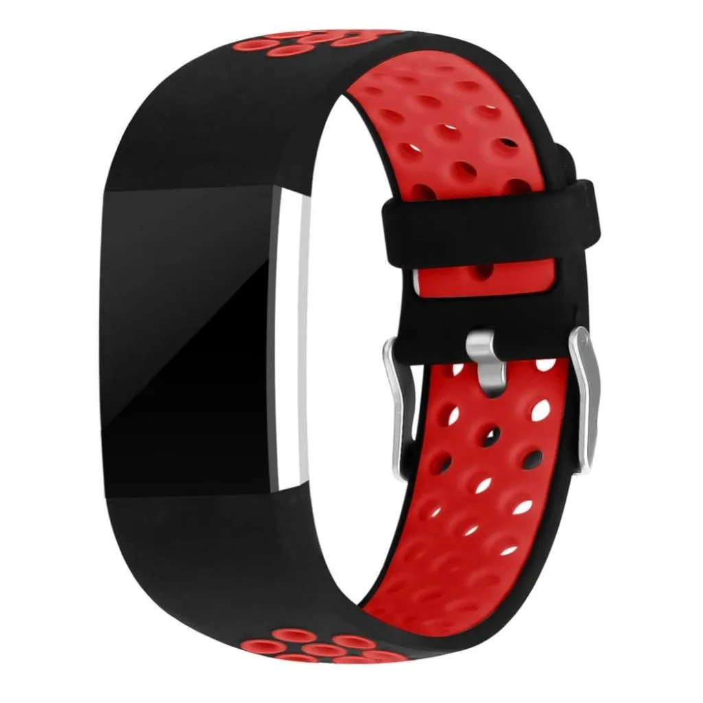 Fitbit Charge 2 bi-color multihole soft silicone watchband - Red