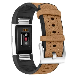 Fitbit Charge 2 cowhide leather watch strap - Brown