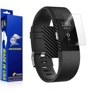 Fitbit Charge 2 Screen Protector   Black Carbon Fiber Skin