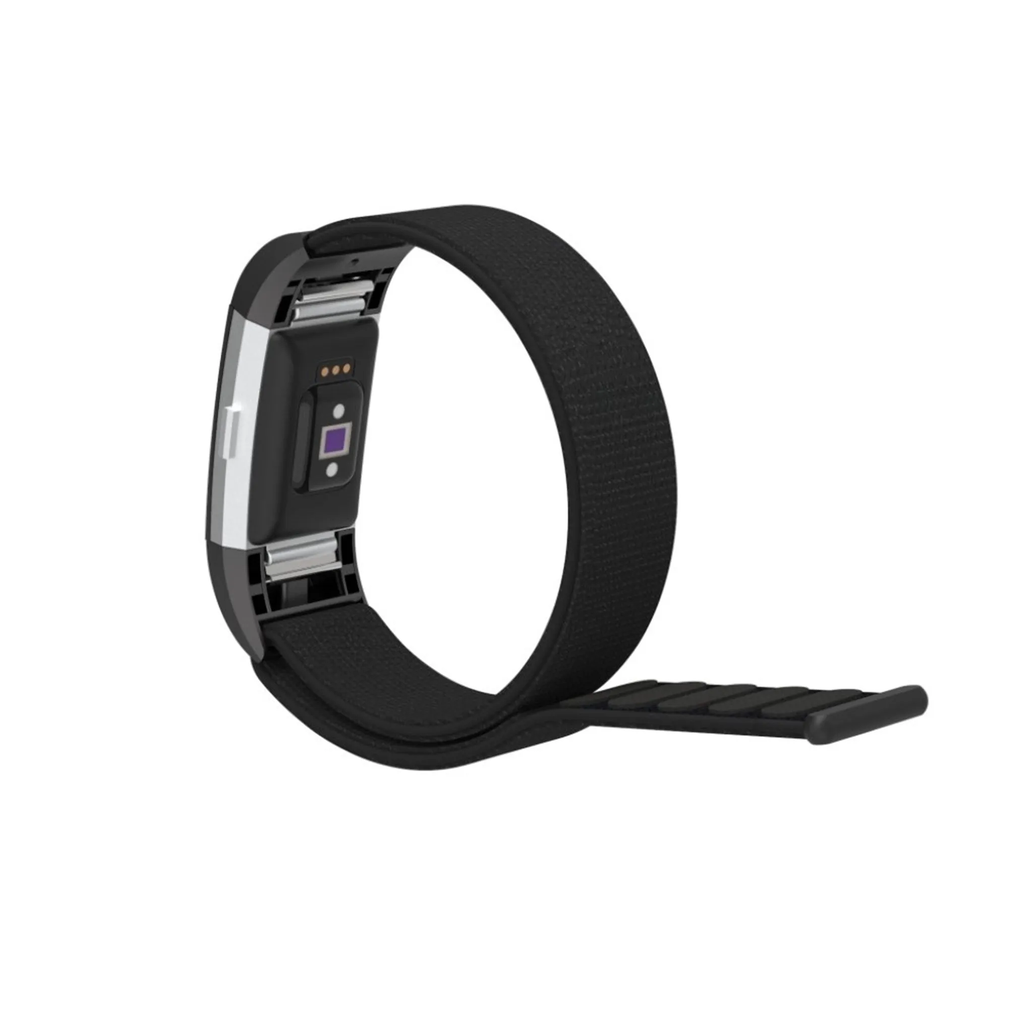 Fitbit Charge 2 velcro closure flexible nylon watch strap replacement - Black