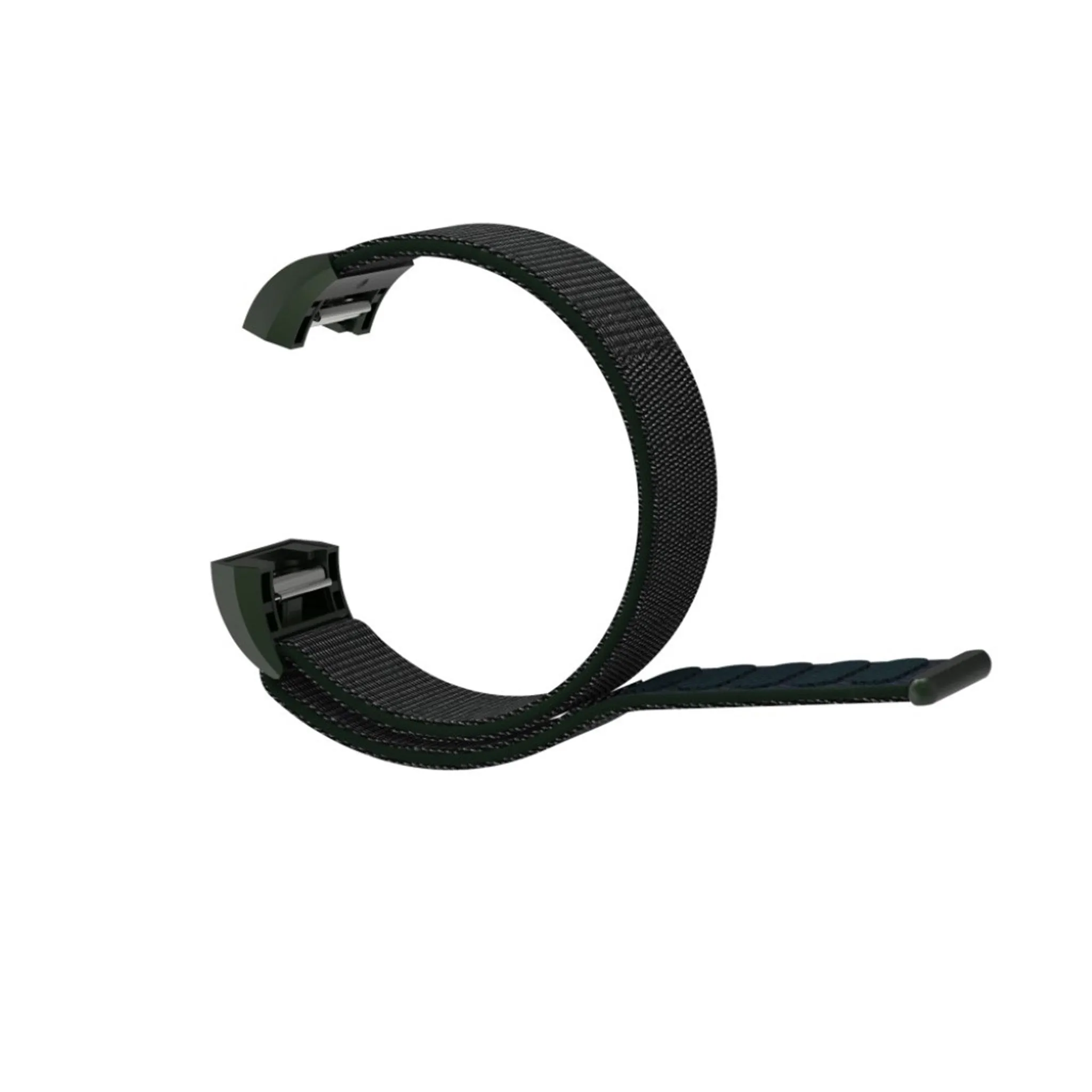 Fitbit Charge 2 velcro closure flexible nylon watch strap replacement - Dark Green