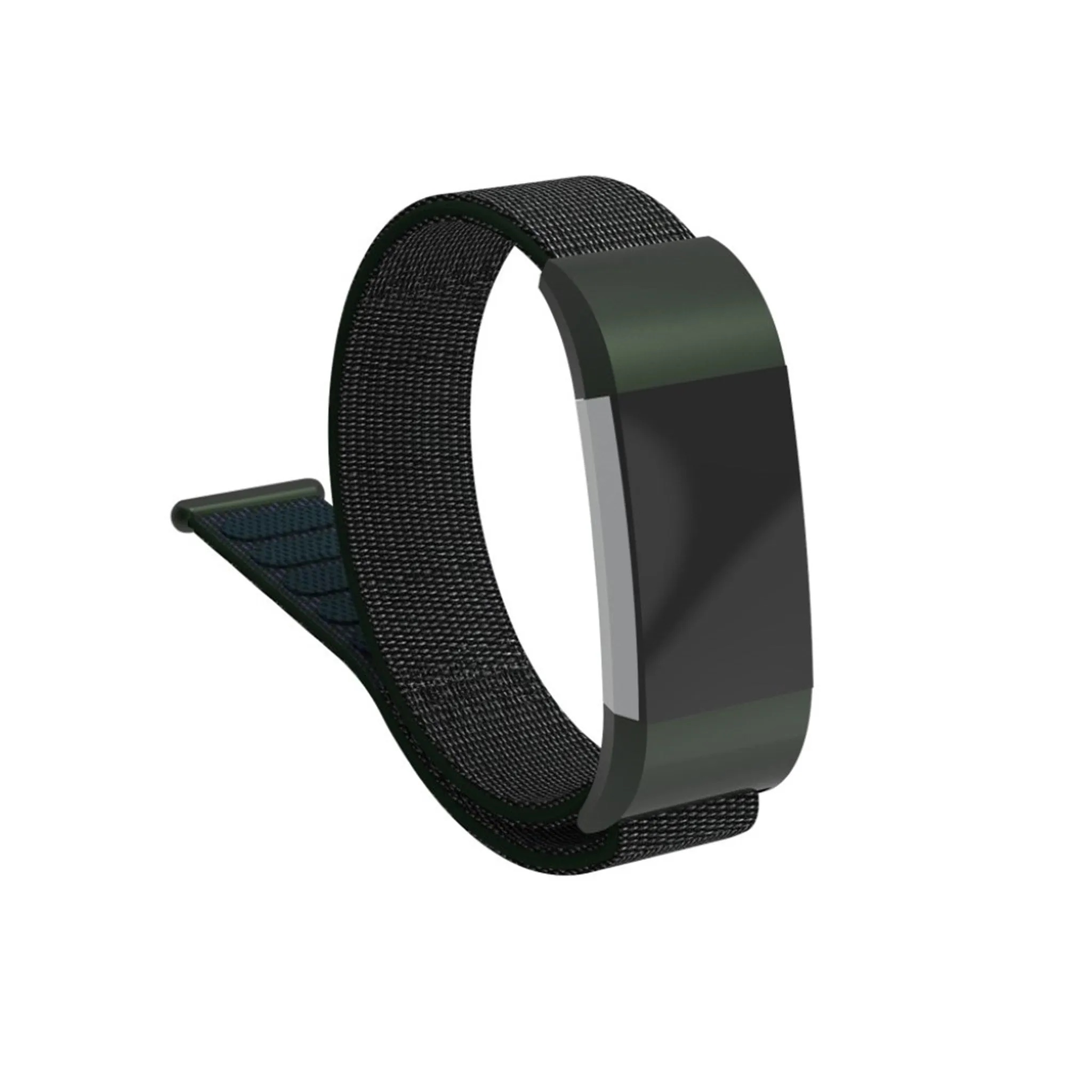 Fitbit Charge 2 velcro closure flexible nylon watch strap replacement - Dark Green