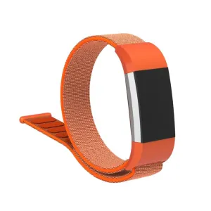 Fitbit Charge 2 velcro closure flexible nylon watch strap replacement - Orange