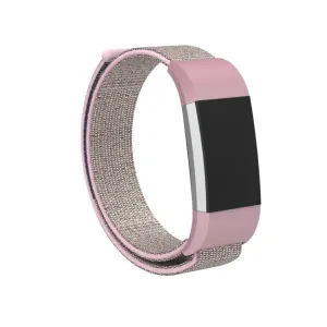 Fitbit Charge 2 velcro closure flexible nylon watch strap replacement - Pink