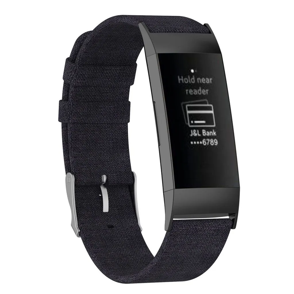 Fitbit Charge 3 stylish canvas watch band - Black