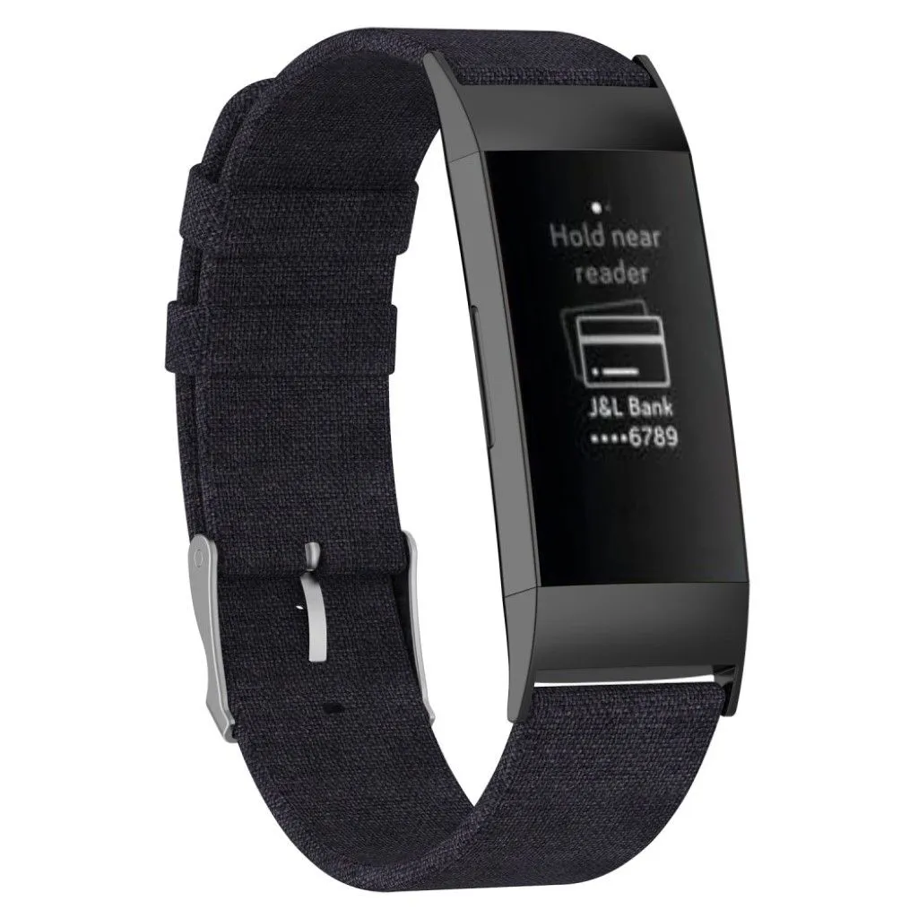 Fitbit Charge 3 stylish canvas watch band - Black