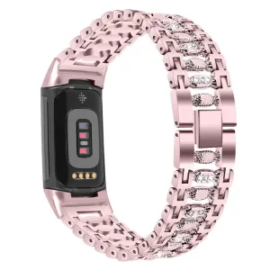 Fitbit Charge 5 rhinestone betwixt in alloy style watch strap - Rose Pink