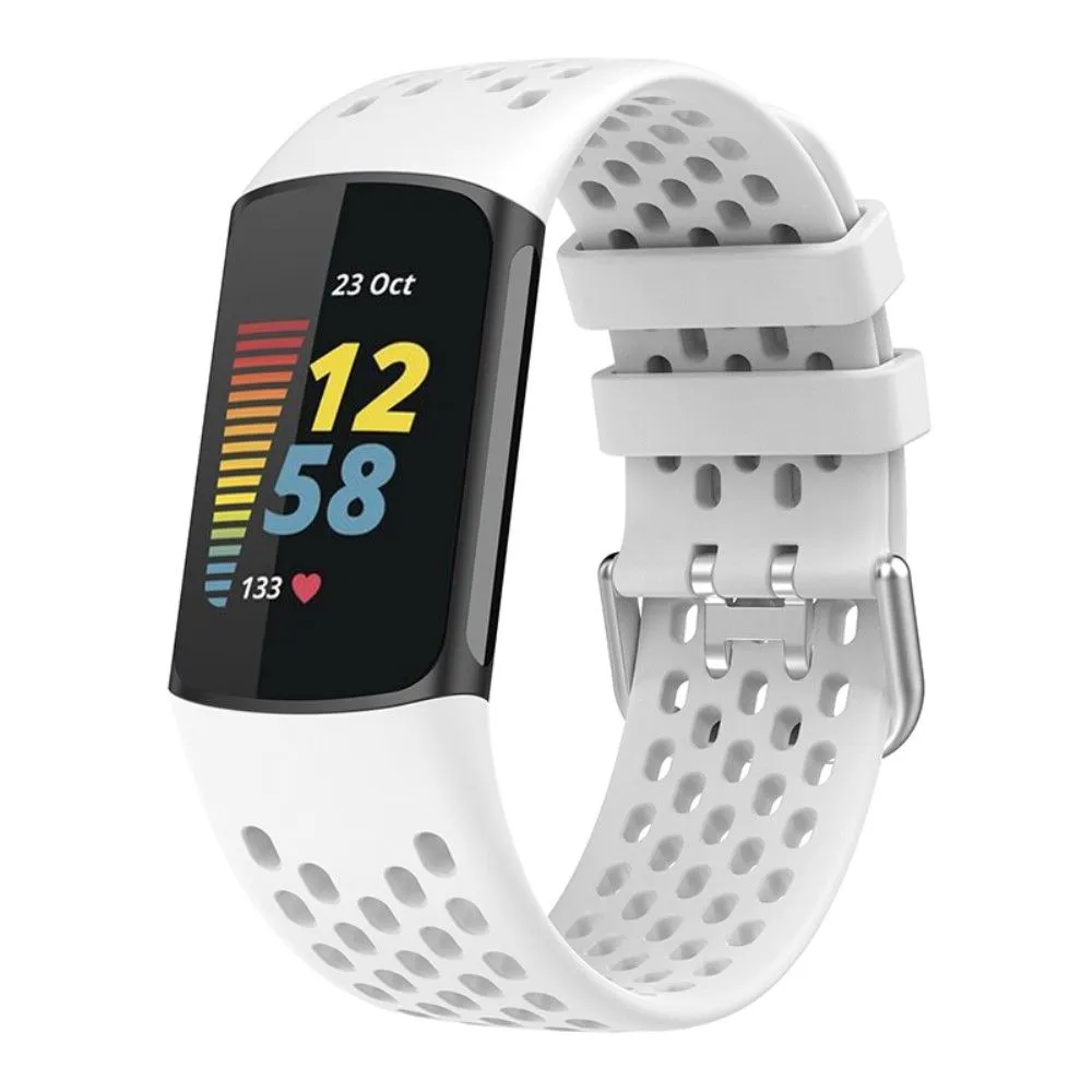 Fitbit Charge 5 silicone breathable watch strap - White