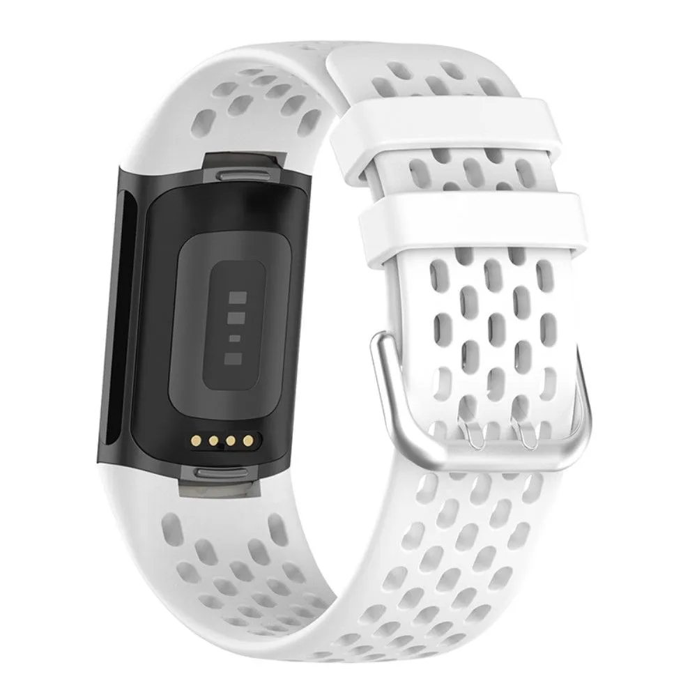 Fitbit Charge 5 silicone breathable watch strap - White