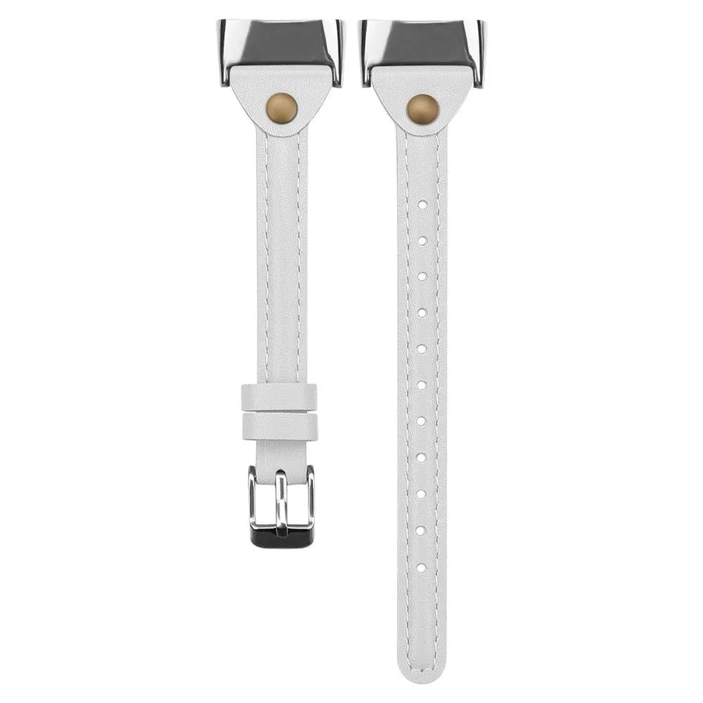 Fitbit Charge 5 unique style genuine leather watch strap - White