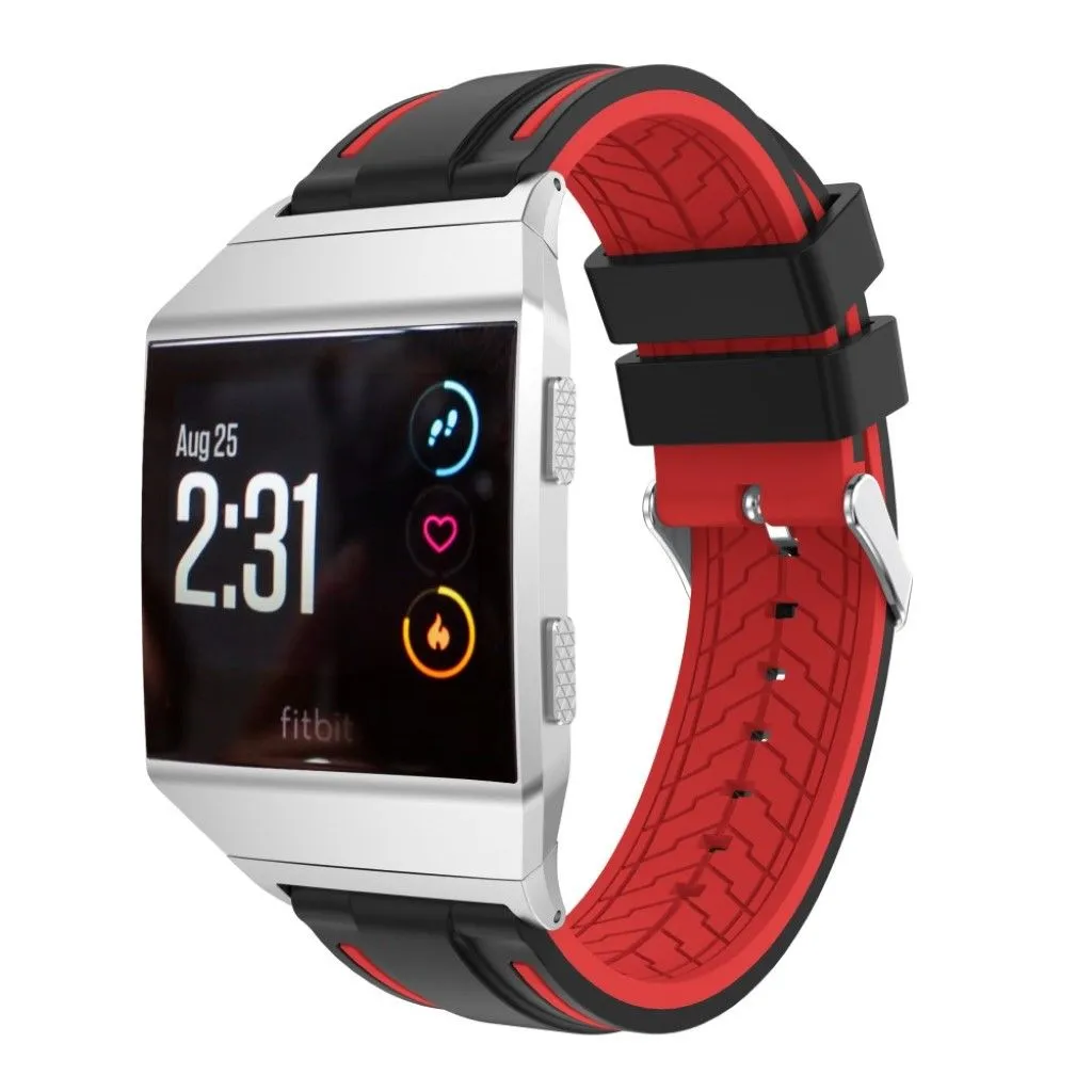 Fitbit Ionic two-tone adjustable silicone sport watchband - Black / Red