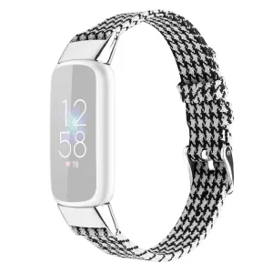 Fitbit Luxe canvas style watch strap - Black / White Grid / Size: L