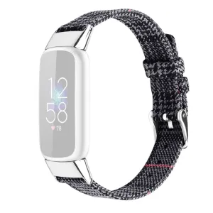 Fitbit Luxe canvas watch strap - Black / Grey Splicing / Size: S