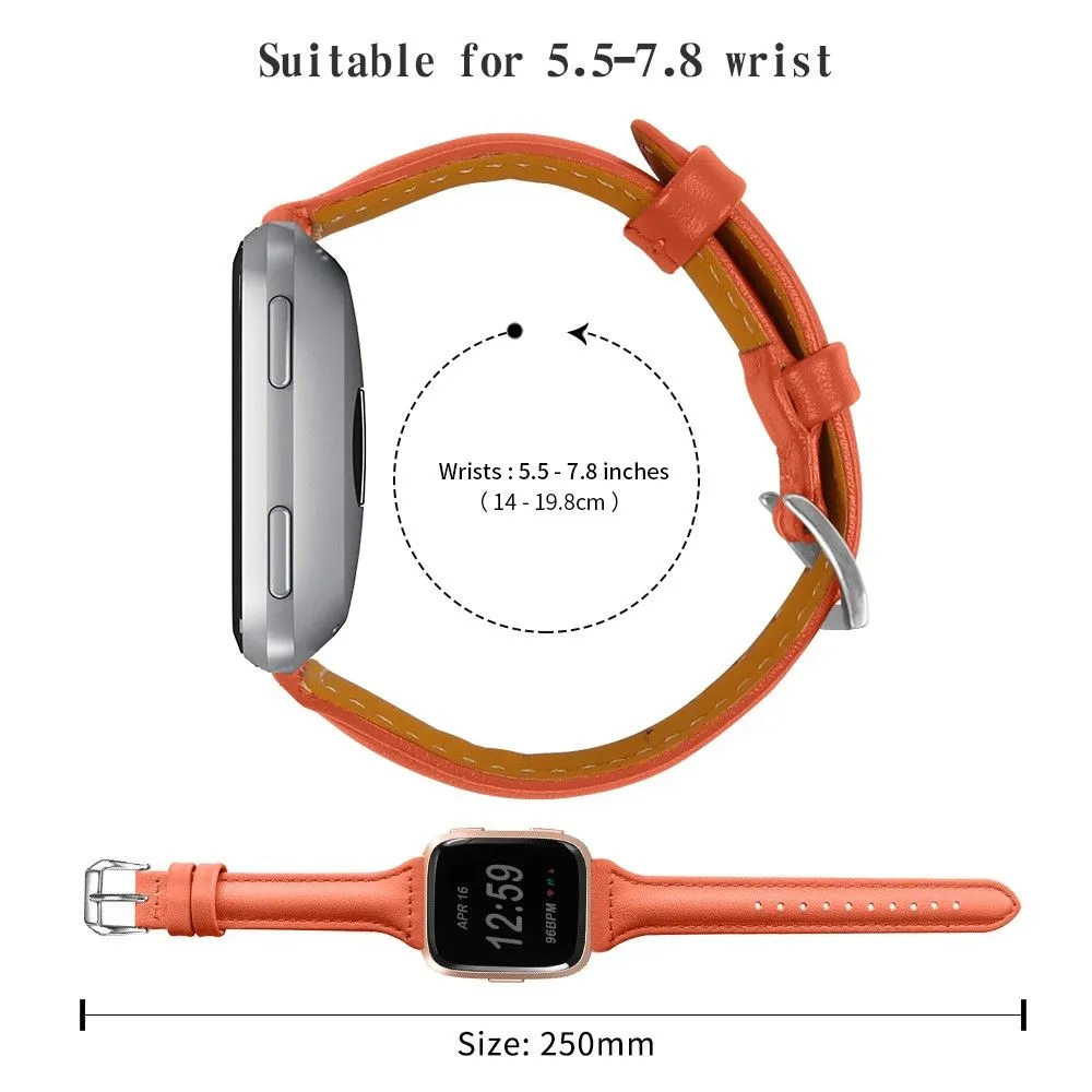 Fitbit Versa 2 / Versa Lite / Versa simple genuine leather watch strap - Orange