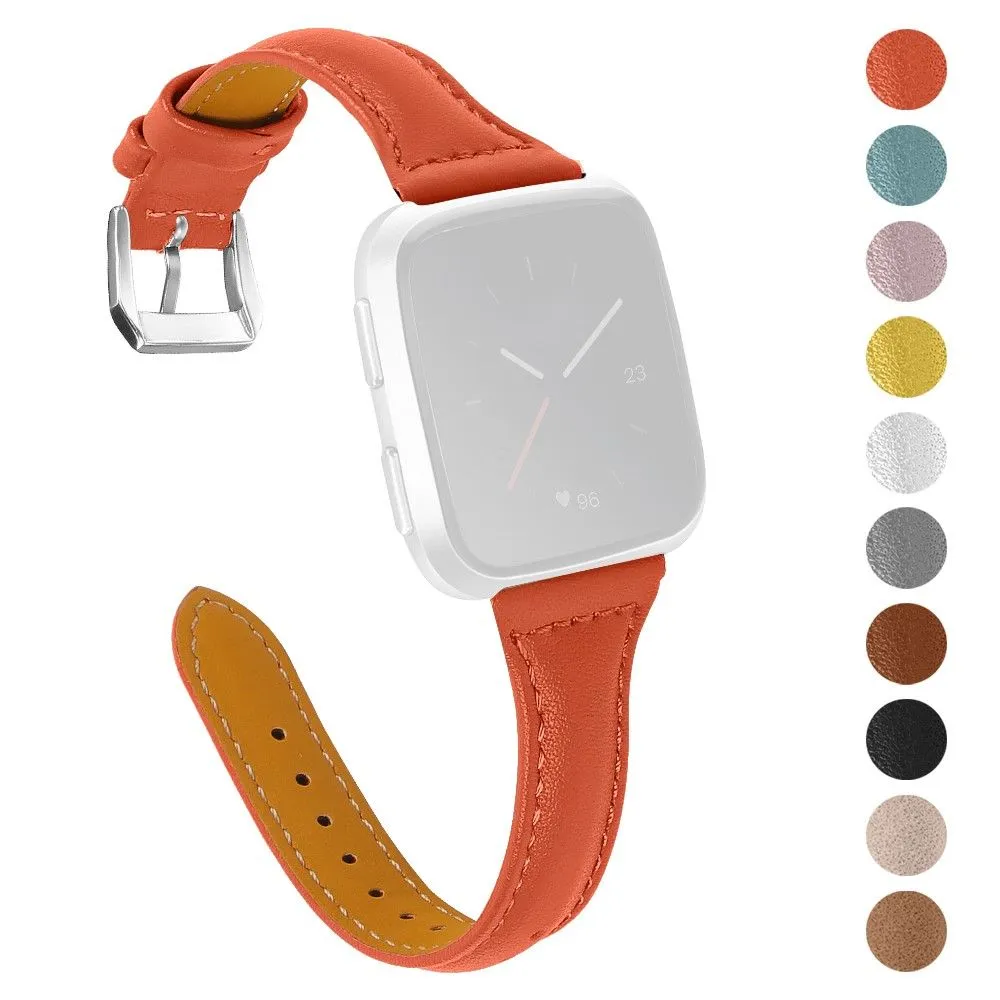 Fitbit Versa 2 / Versa Lite / Versa simple genuine leather watch strap - Orange