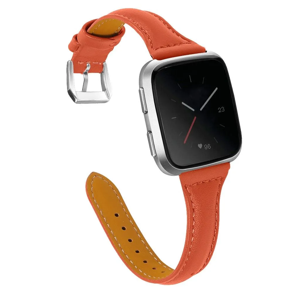 Fitbit Versa 2 / Versa Lite / Versa simple genuine leather watch strap - Orange